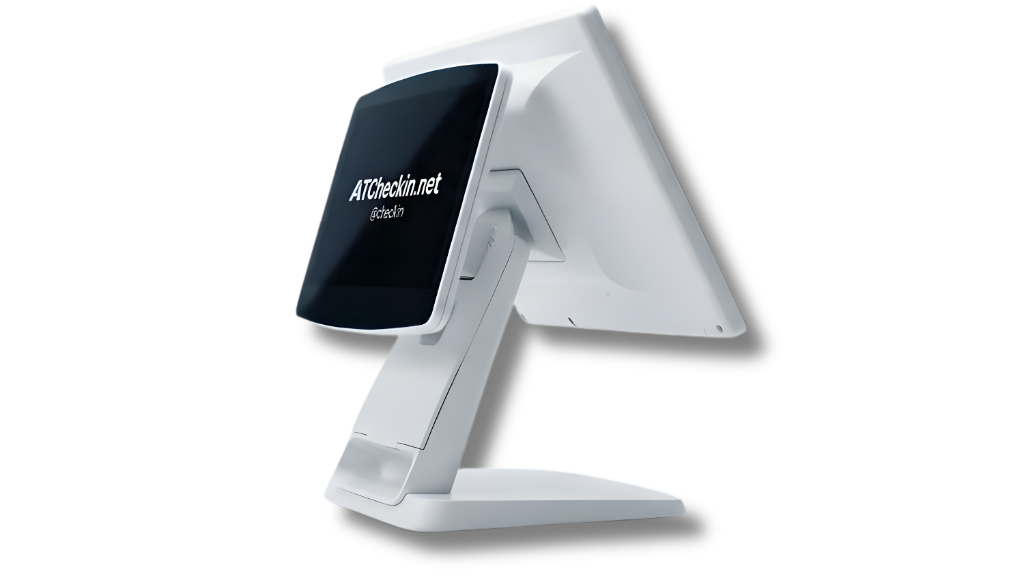 ATCheckin dual-sided touchscreen salon check-in machine